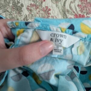 Crown & Ivy Blue Patterned Top